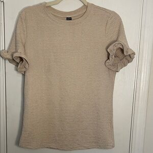 SHEIN Beige Short Sleeve Top with Ruffle Detail